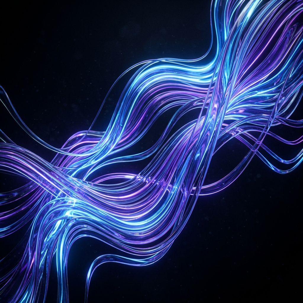 Abstract 3D digital ribbons artwork